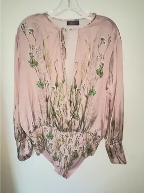 Zara Blush Pink Floral Peasant Blouse